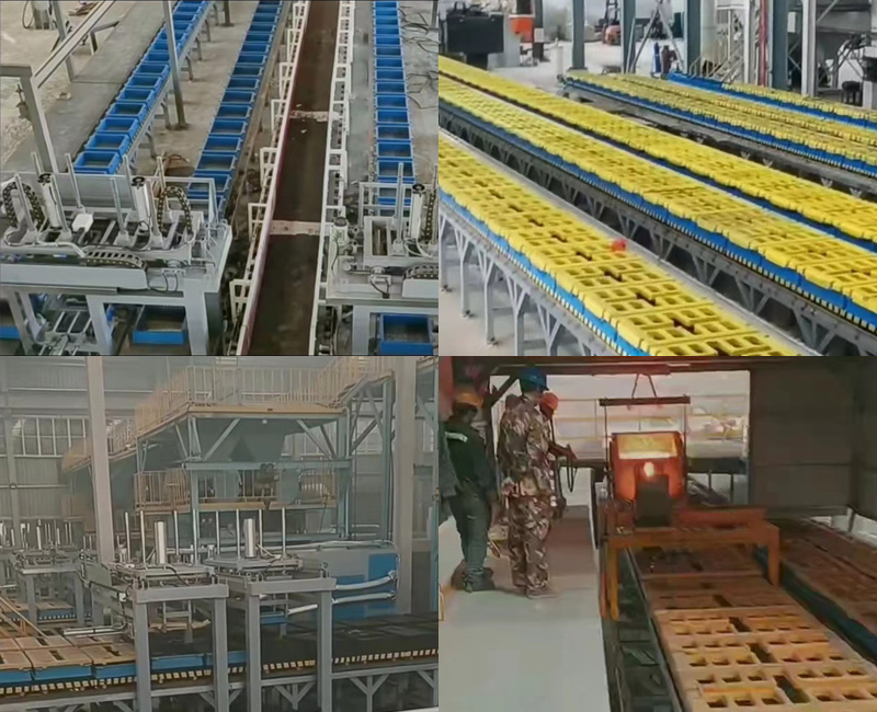 Green sand mold automatic box setting and pressing iron molding production line